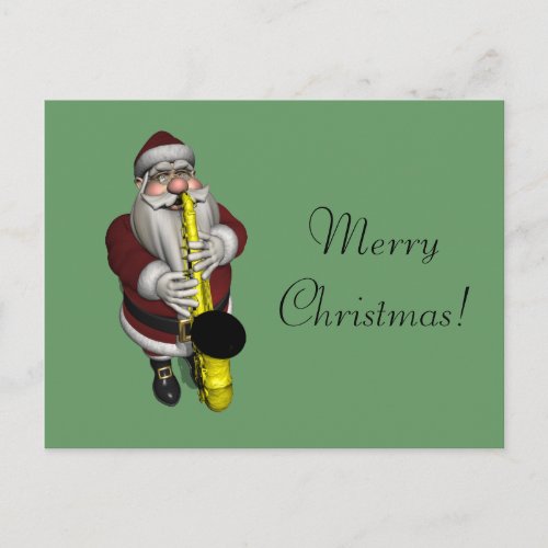 Santa Claus Saxophone Player Holiday Postcard