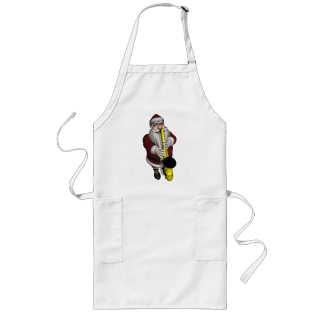 Santa Claus Saxophone Player Long Apron (Front)