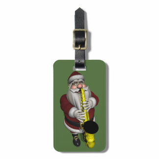 Santa Claus Saxophone Player Luggage Tag
