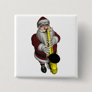 Santa Claus Saxophone Player Pinback Button