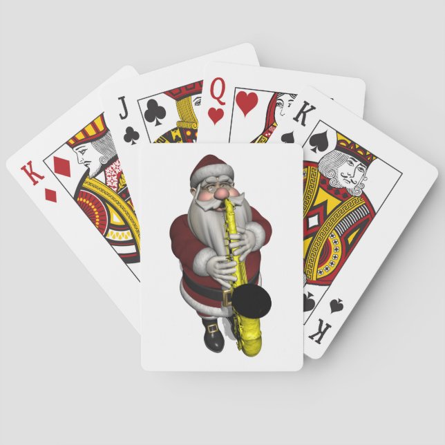 Santa Claus Saxophone Player Poker Cards (Back)