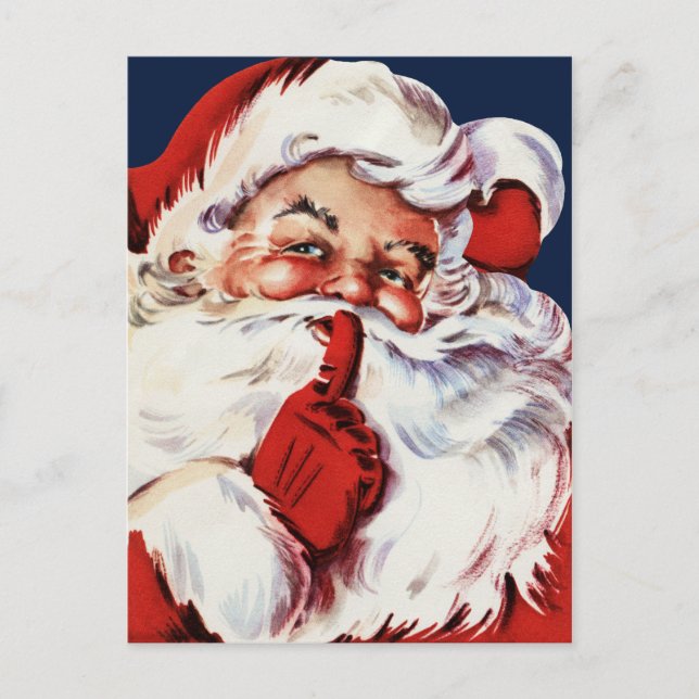 Santa Claus Saying SH-H-H Holiday Postcard (Front)