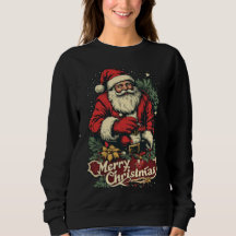 Santa Claus says: Merry Christmas on a Black