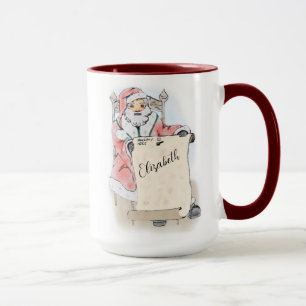 Santa Claus Scroll Naughty Nice List Personalized Mug