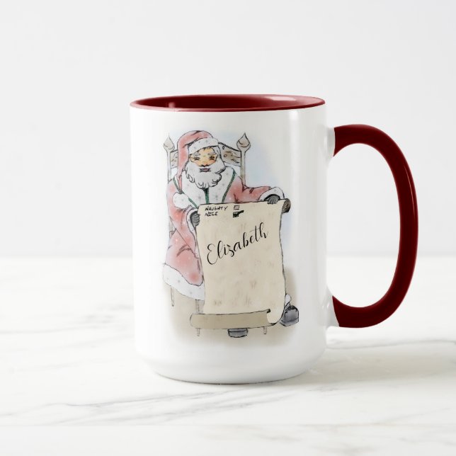 Santa Claus Scroll Naughty Nice List Personalized  Mug (Right)