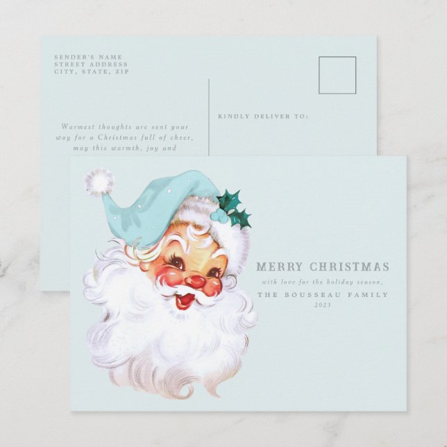 Santa Claus Shabby Chic Holiday Postcard (Front/Back)