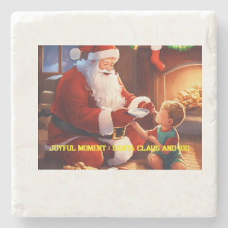 Santa Claus Sharing Joy with a child  Stone Coaster