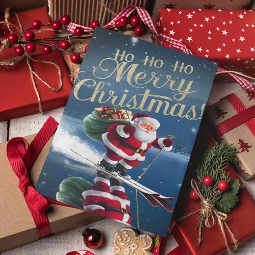 Santa Claus Shreds the Slopes Postcard