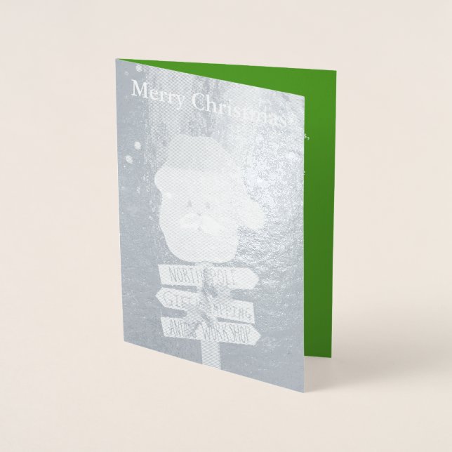 Santa Claus Silver Foil Christmas Card (Front)