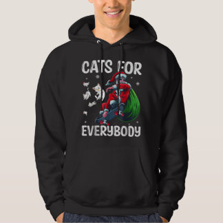 Santa Claus Skateboarding Cats For Everybody Funny Hoodie