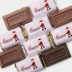 Santa Claus Skating in Snow Candy Wrapper Hershey's Miniatures