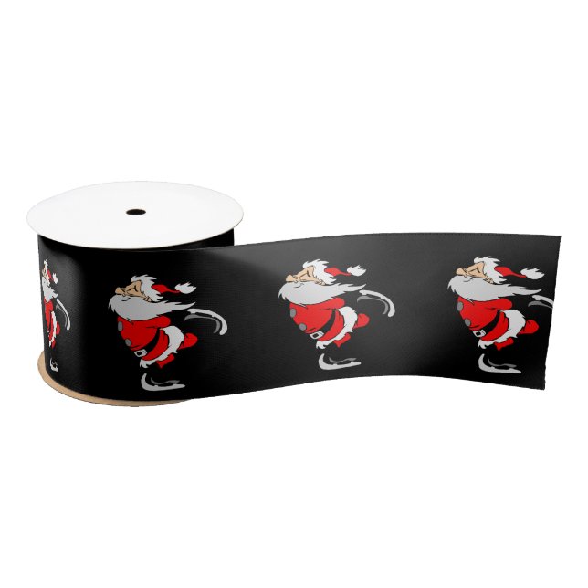 Santa Claus Skating Satin Ribbon (Spool)