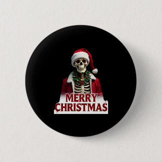 Santa Claus Skeleton Outfit Skull Funny Christmas Button