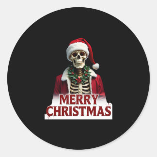 Santa Claus Skeleton Outfit Skull Funny Christmas Classic Round Sticker