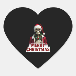 Santa Claus Skeleton Outfit Skull Funny Christmas Heart Sticker
