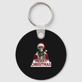 Santa Claus Skeleton Outfit Skull Funny Christmas Keychain