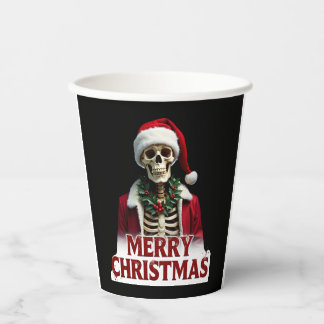 Santa Claus Skeleton Outfit Skull Funny Christmas Paper Cups