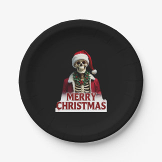 Santa Claus Skeleton Outfit Skull Funny Christmas Paper Plates