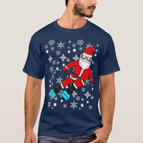 Santa Claus Ski Christmas for Skiing Fans T_Shirt