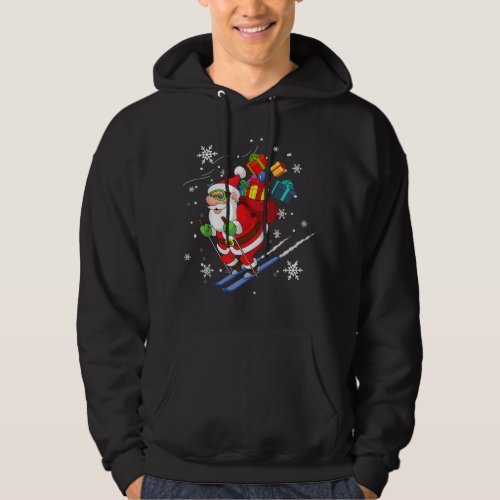 Santa Claus Skiing Christmas Merry Xmas Ski Sport  Hoodie