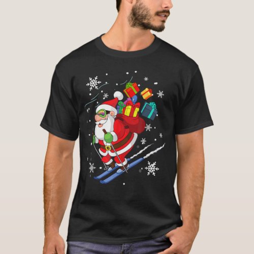 Santa Claus Skiing Christmas Merry Xmas Ski Sport  T_Shirt