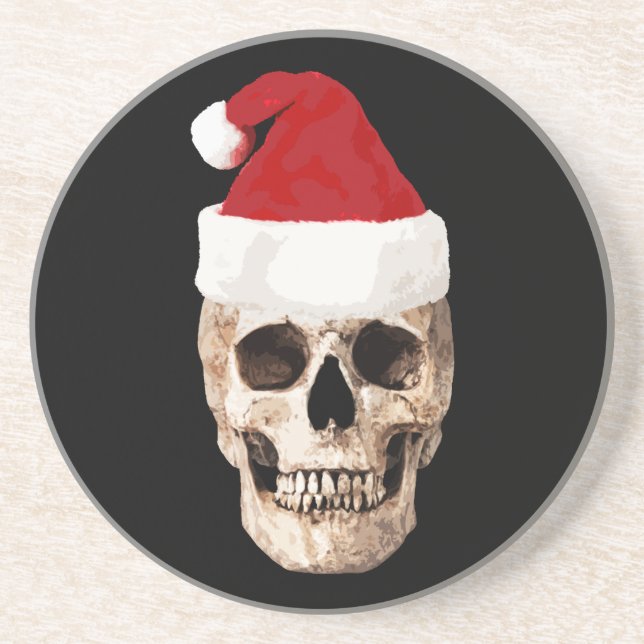 Santa Claus Skull - Christmas is Dead Sandstone Coaster (Front)