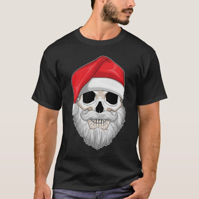 Santa Claus Skull Christmas T-Shirt (Front)