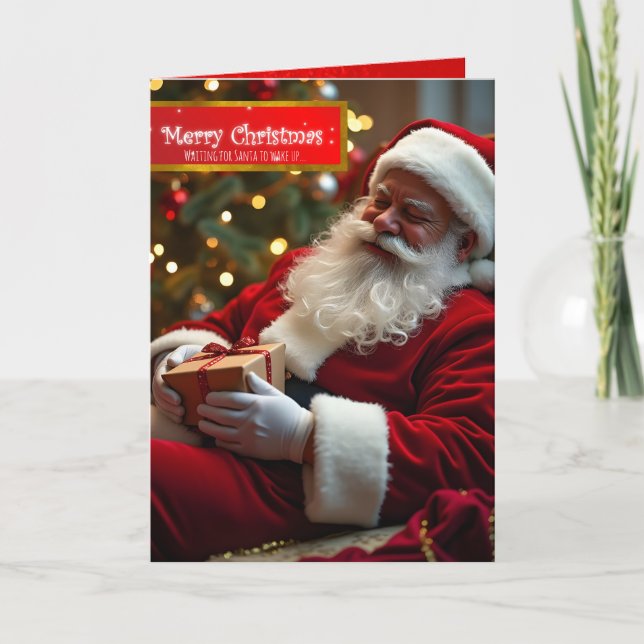 Santa Claus sleeping with wishes GC Holiday Card (Front)
