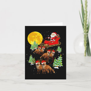 Santa Claus Sleigh & Reindeer Foxes Xmas Pajam Card