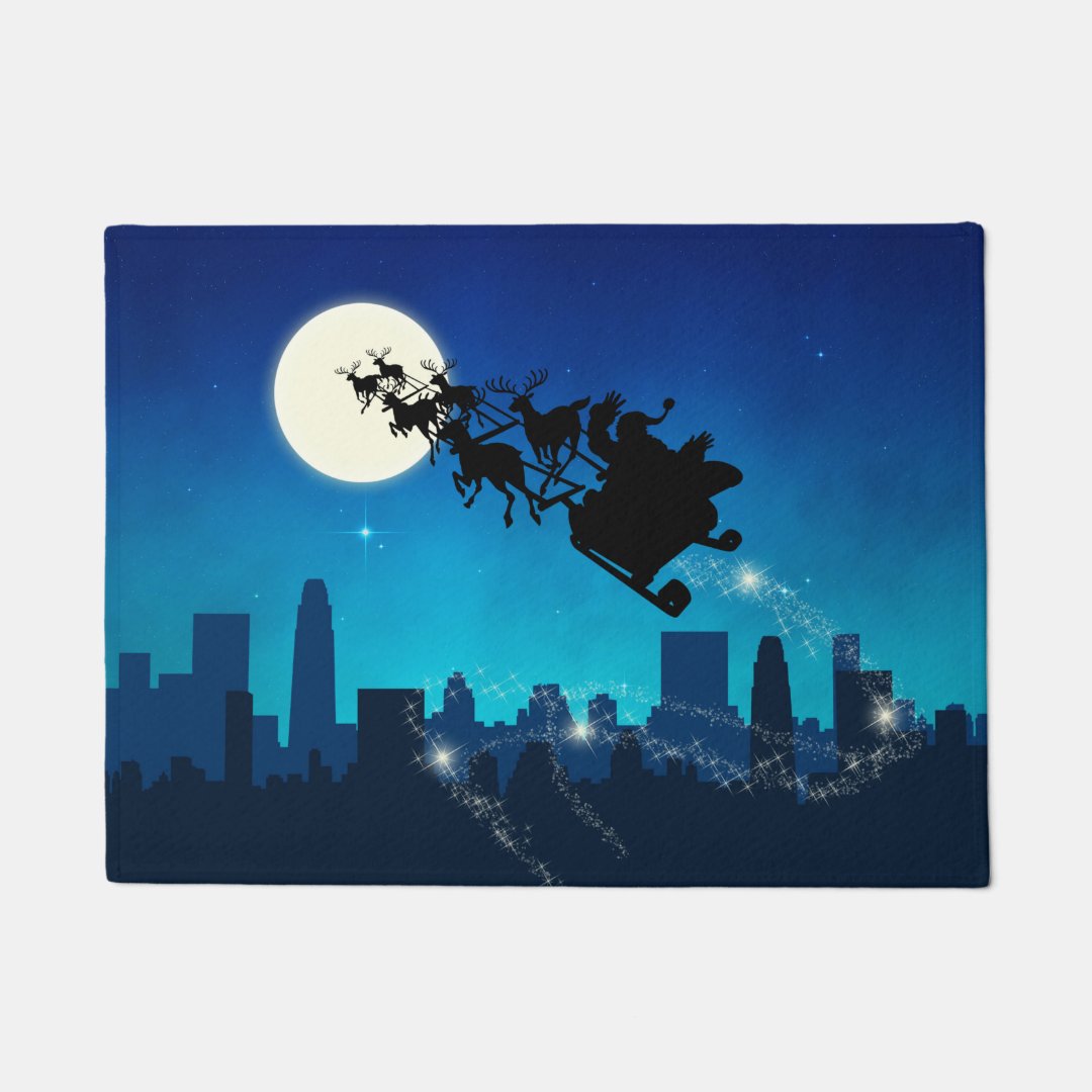 Santa Claus Sleigh Christmas Doormat Zazzle