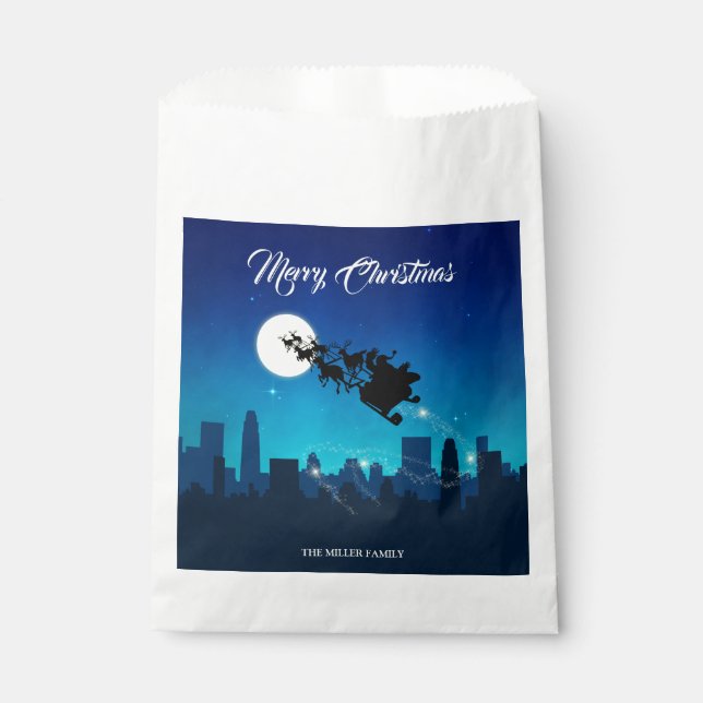 Santa Claus Sleigh Christmas Favor Bag (Front)