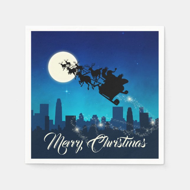 Santa Claus Sleigh Christmas Napkins (Front)