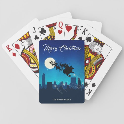 Santa Claus Sleigh Christmas Poker Cards