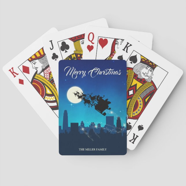 Santa Claus Sleigh Christmas Poker Cards (Back)