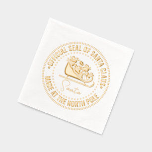 Santa Claus Sleigh “Official Seal” Made North Pole Foil Napkins