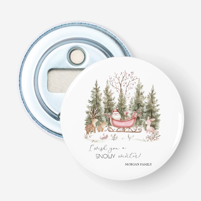  Santa Claus,Sleigh,Presents Forest Christmas Bottle Opener (Front)