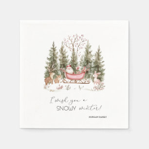 Santa Claus,Sleigh,Presents Forest Christmas Napkins