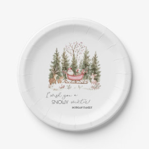  Santa Claus,Sleigh,Presents Forest Christmas Paper Plates