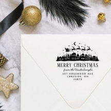 Santa Claus Sleigh Reindeer Custom Return Address