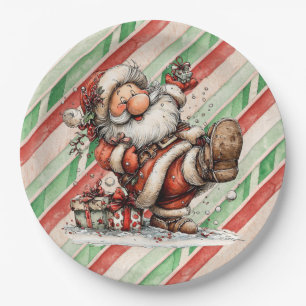 Santa Claus Slipping In the Snow Paper Plates