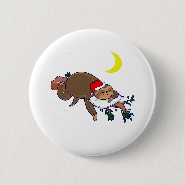 santa claus sloth christmas button (Front)