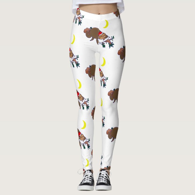 santa claus sloth christmas leggings (Front)