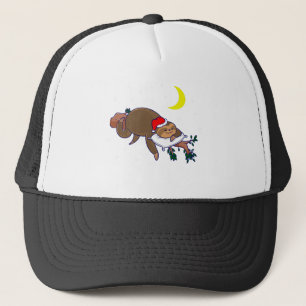 santa claus sloth christmas trucker hat