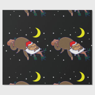 santa claus sloth christmas wrapping paper