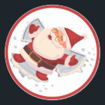 Santa Claus Snow Angel Christmas Sticker<br><div class="desc">A jolly Santa Claus making snow angels.</div>