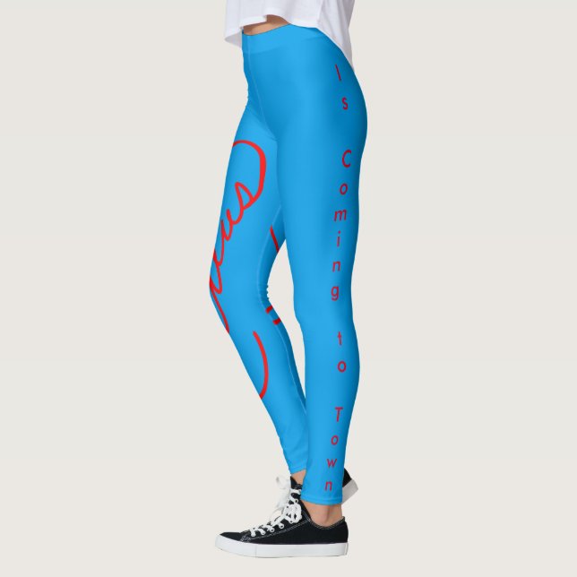Santa Claus Snow Blue Leggings (Left)