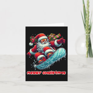 Santa Claus Snowboarding Merry Christmas Winter Ho Card