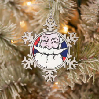 Santa Claus Snowflake Pewter Christmas Ornament
