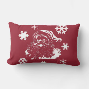 Santa Claus Snowflakes Christmas red Throw Pillow
