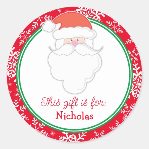 Santa Claus Snowflakes Kids Gift Tag Christmas